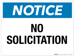 Notice: No Solicitation - Wall Sign