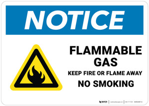 Notice: Flammable Gas Keep Fire Or Flame Away - Wall Sign