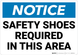 Notice: Safety Shoes Required InThis Area - Wall Sign