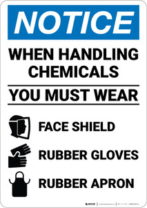 Notice: Chemical Handling Wear PPE - Wall Sign