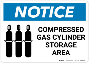 Notice: Compressed Gas Cylinder Storage Area with Icon - Wall Sign