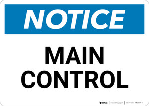 Notice: Main Control - Wall Sign
