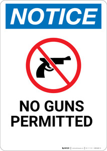 Notice: No Guns Permitted with Icon - Wall Sign