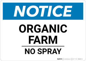 Notice: Organic Farm No Spray - Wall Sign