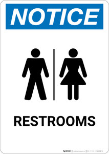 Notice: Restrooms Portrait with Icon - Wall Sign