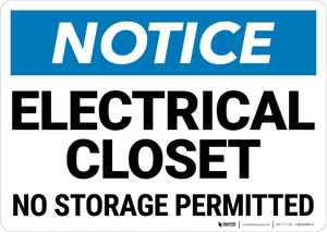 Notice: Electrical Closet No Storage Permitted Landscape - Wall Sign