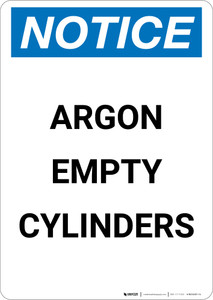 Notice: Argon Empty Cylinders - Portrait Wall Sign