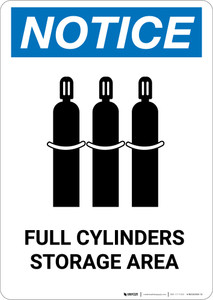 Notice: Full Cylinder Storage Area with Icon - Portrait Wall Sign