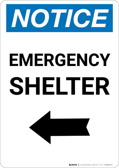 Notice: Emergency Shelter Left Arrow Portrait