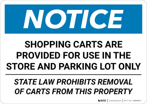 Notice: Shopping Carts Are Provided for Use In The Store State Law Landscape