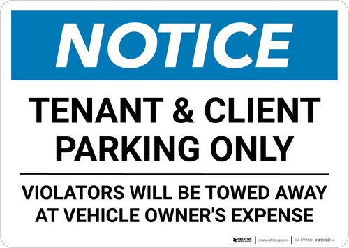 Notice: Tenant and Client Parking Only - Violators Towed Away with Icon Landscape