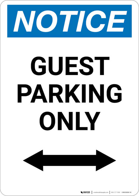 Notice: Guest Parking Only with Bidirectional Arrow Portrait