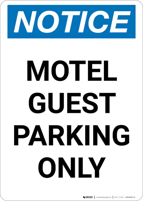 Notice: Motel Guest Parking Only Portrait