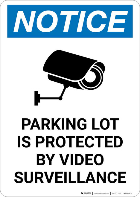 Notice: Parking Lot Is Protected By Video Surveillance with Icon Portrait