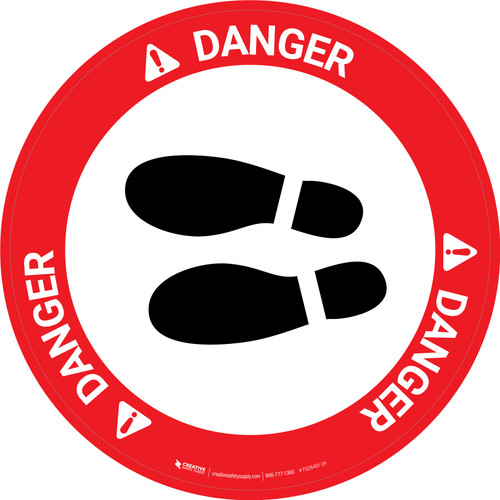 Danger: Shoe Print Left OSHA Circular - Floor Sign