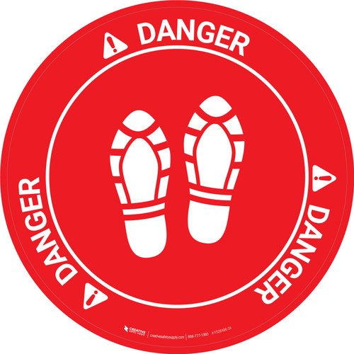 Danger: Shoe Print Up Circular v2 - Floor Sign