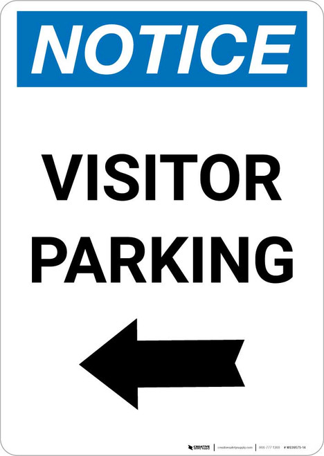 Notice: Visitor Parking with Left Arrow Portrait