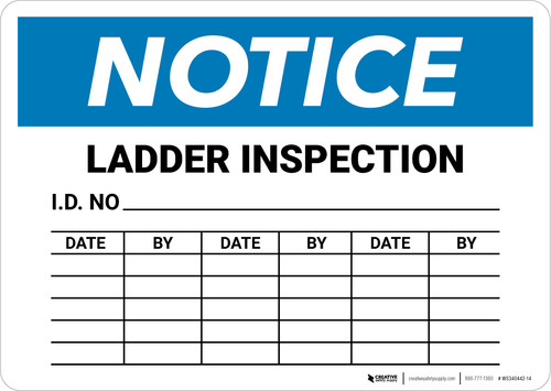 Notice: Ladder Inspection Chart Landscape