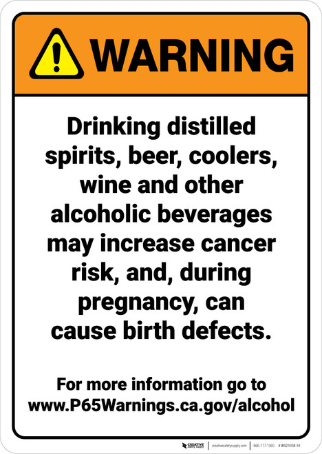 Warning: Alcoholic Beverage Exposure Prop 65 - Wall Sign