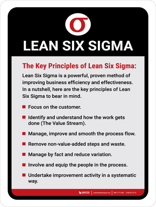 Key Priniciples Of 6 Sigma Portrait - Wall Sign
