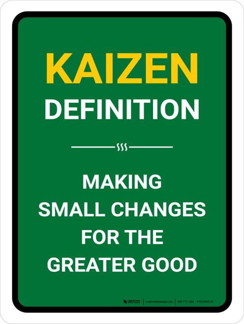 Kaizen Definition Portrait - Wall Sign