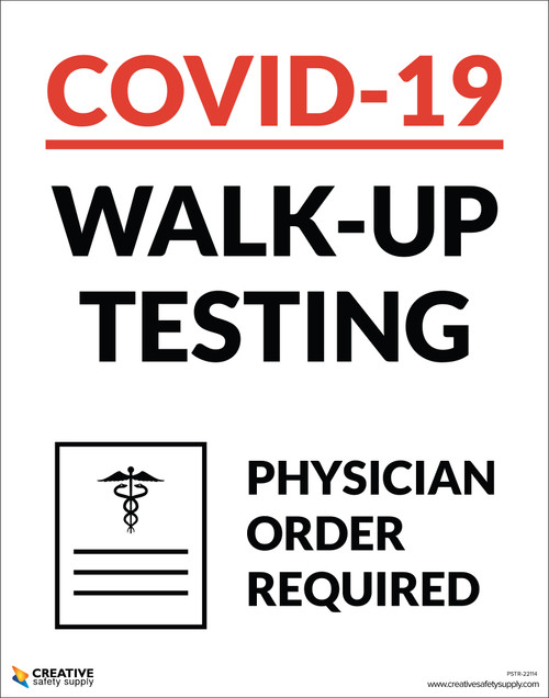 Covid-19 Walk-up Testing - Bring Your ID & Phone for Verification - Poster
