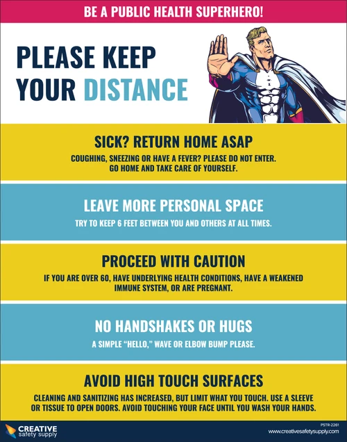 Be a Public Health Superhero! Physical Distancing - Poster