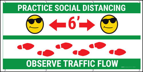 Practice Distancing Observe Flow with Sunglasses Emoji Green - Banner