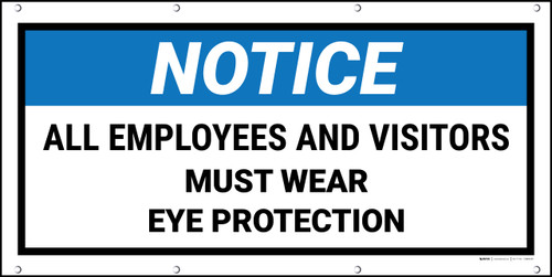 Notice All Employees And Visitors Must Wear Eye Protection Framed Banner