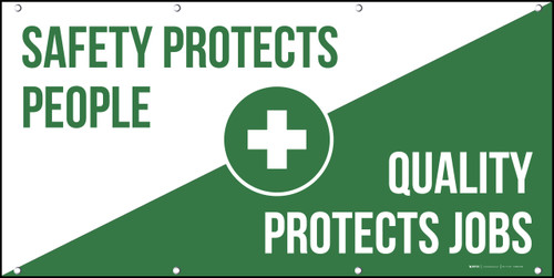 Safety Protects People Quality Protects Jobs Banner Diagonal