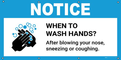 Notice: When To Wash Hands After Blowing Your Nose with Icon - Banner