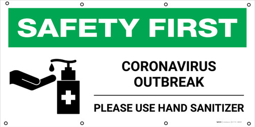 Safety First: COVID-19 High Risk of Infection Use Hand Sanitizer with Icon - Banner