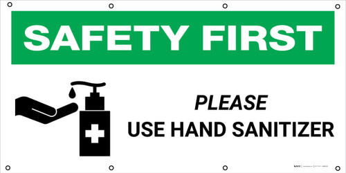 Safety First: Please Use Hand Sanitizer With Icon - Banner