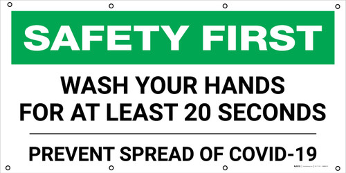 Safety First: Wash Your Hands For At Least 20 Seconds Prevent Covid-19 - Banner