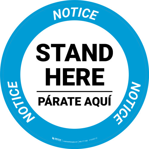 Notice: Stand Here Parate Aqui Bilingual Circular - Floor Sign
