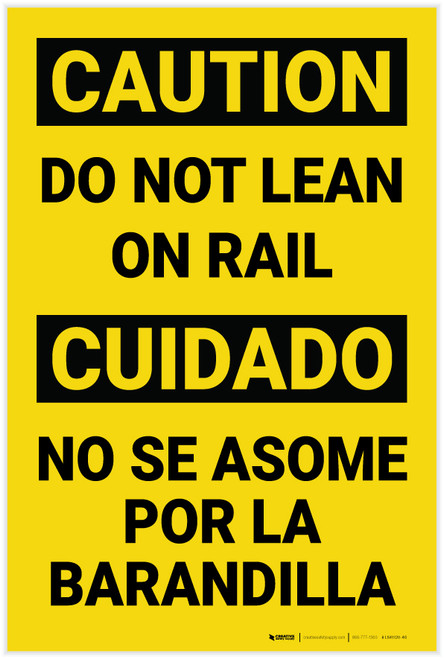 Caution: Do Not Lean on Rail Bilingual Spanish - Label