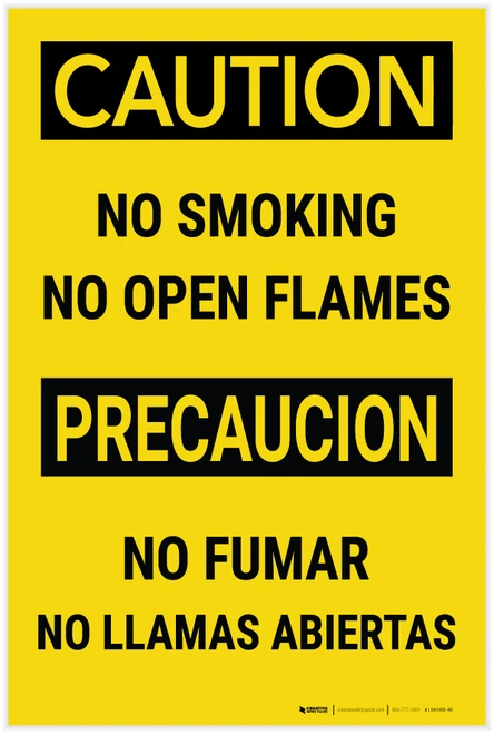Caution: No Smoking No Open Flames Bilingual Spanish - Label