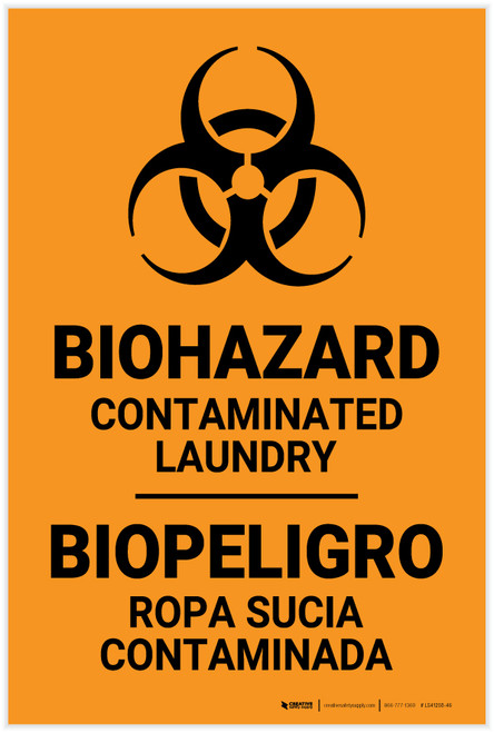 Biohazard: Contaminated Laundry Bilingual Spanish - Label