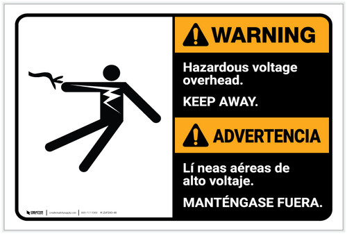 Warning: Hazardous Voltage Overhead Bilingual Spanish - Label