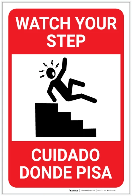 Watch Your Step with Icon Bilingual Spanish - Label