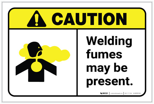 Caution: Welding Fumes May Be Present ANSI Landscape - Label