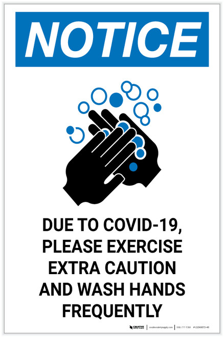 Notice: Due To Covid 19, Please Portrait - Label