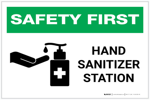 Safety First: Hand Sanitizer Station Landscape - Label