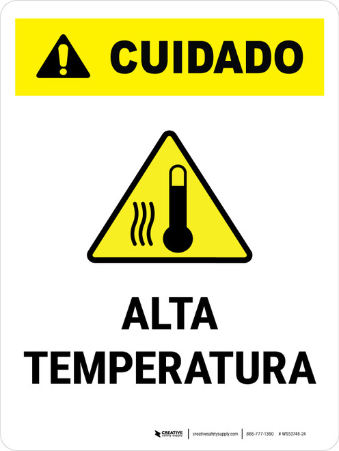 Caution: High Temperature Spanish Portrait - Wall Sign