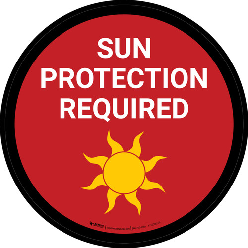Sun Protection Required Round - Floor Sign