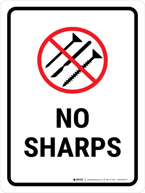 No Sharps Portrait - Wall Sign