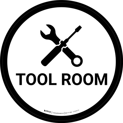 Tool Room White Circular - Floor Sign