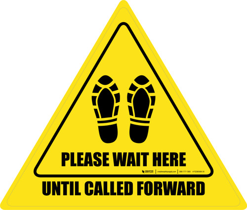 Please Wait Here Until Called Forward Shoe Prints Triangle - Floor Sign