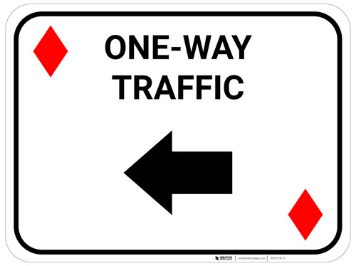 One Way Traffic Left Arrow Red Diamonds - Rectangle Casino - Floor Sign