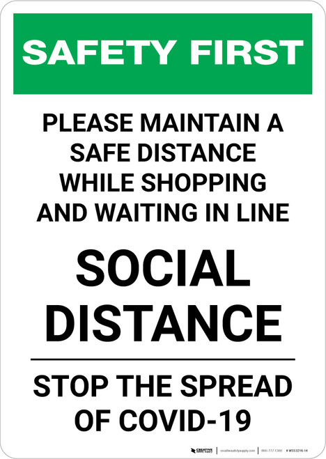 Safety First: Please Maintain Distance - Social Distance Portrait - Wall Sign